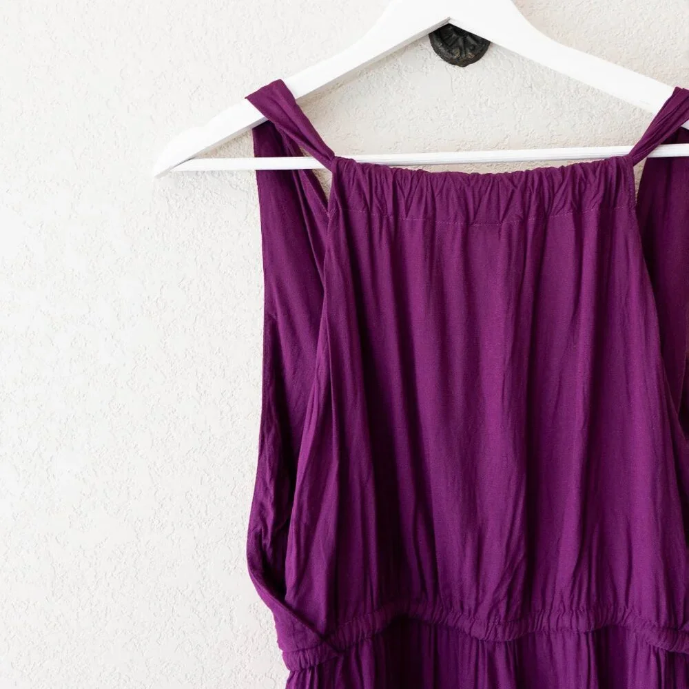 Swimsuits For All Purple Rayon Dress Womens 10/12 Sleeveless V Neck Cover Up - Picture 11 of 14